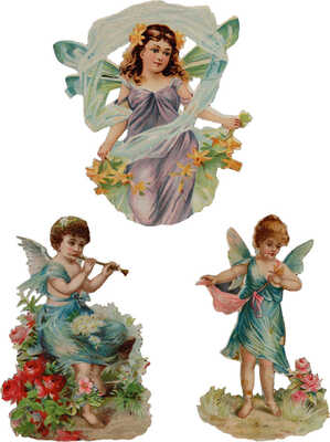 Композиция «Лесные феи». Миниатюра книжная и альбомная. Зап. Европа, конец XIX в.